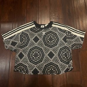 Black and white adidas cropped top size XL